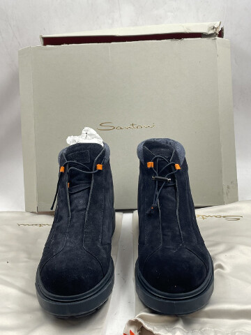 SANTONI CORVAT-D-GEXU60 MENS US 10 UK 9 BLUE SUADE BOOTS MGSM18972OCNAGEXU60
