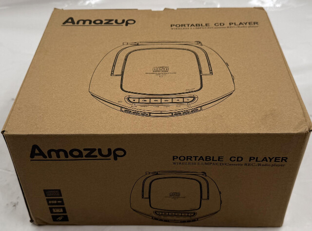 AMAZUP V60098BT PORTABLE CD PLAYER WIRELESS 5.1 MP3 CD CASSETTE REC. RADIO BLACK