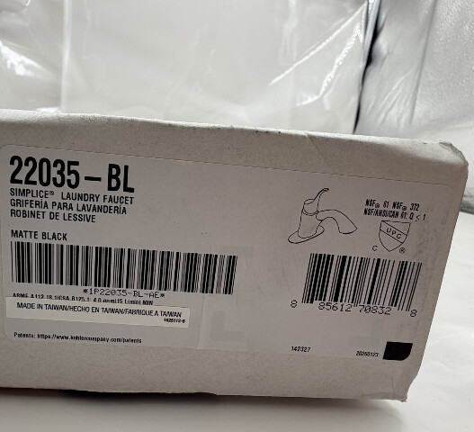 KOHLER SIMPLICE LAUNDRY FAUCET SINGLE HANDLE PULL OUT MATTE BLACK 22035-BL