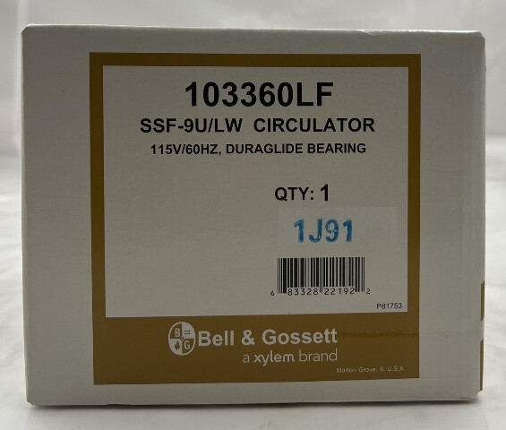 BELL & GOSSETT SSF-9U/LW STAINLESS STEEL CIRC CIRCULATOR PUMP 115V/60HZ 103360LF