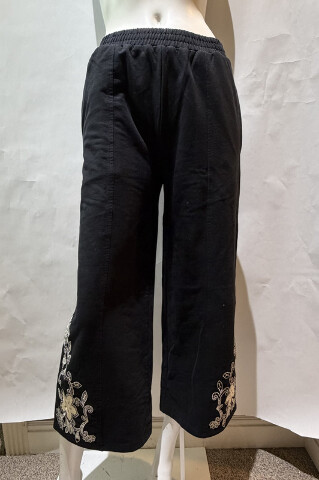 JOHNNY WAS WOMEN'S VENLDA CROPPED WIDE LEG PANTS COLOR BLACK L63325 X SMALL XS