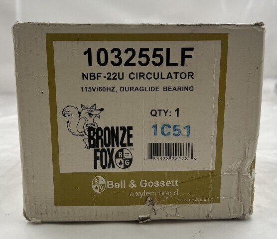 BELL & GOSSETT BRONZE FOX NBF-22U HOT WATER CIRCULATOR PUMP 115V/60HZ 103255LF