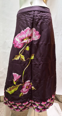 JOHNNY WAS WOMEN'S TILLI FAUX WRAP MIDI SKIRT FLEURS O ATHENA L77425 SZ MEDIUM M