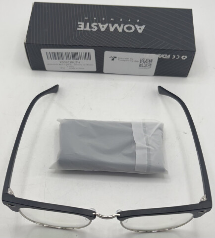 AOMASTE BLUE LIGHT BLOCKING CLEAR LENS COMPUTER GLASSES UNISEX SILVER/BLACK