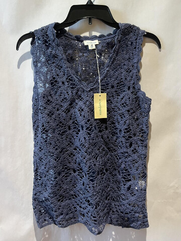 SUNDANCE WOMENS KNIT VEST TANK TOP BLUE EMBROIDERED WITH UNDERSHIRT SIZE XS NWT