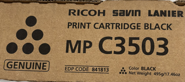 RICOH MP C3503 SAVIN LANIER PRINT CARTRIDGE BLACK GENUINE TONER CARTRIDGE