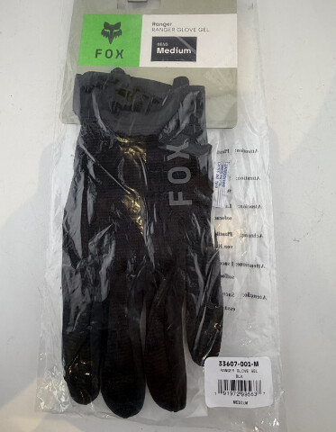 FOX RACING MEN'S RANGER GLOVE GEL SIZE MEDIUM M COLOR BLACK 33607-001-M