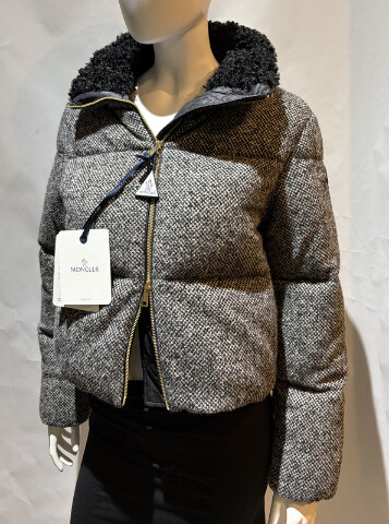 MONCLER BREZESSE GIUBBOTTO WOMEN'S GREY CROPPED DOWN JACKET NWT SIZE 1 USA SMALL