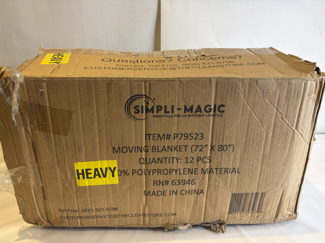 LOT OF 12 SIMPLI-MAGIC P79523 HEAVY DUTY MOVING BLANKET 72-80" BLACK ORANGE