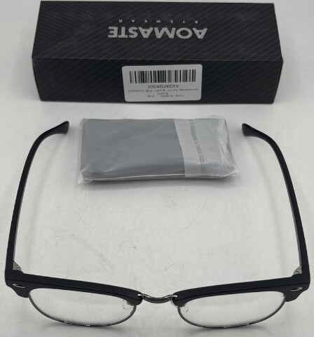 AOMASTE BLUE LIGHT BLOCKING CLEAR LENS COMPUTER GLASSES UNISEX BLACK/GUNMETAL