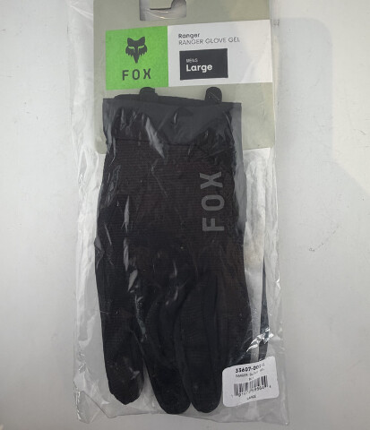 FOX RACING MEN'S RANGER GLOVE GEL SIZE LARGE L COLOR BLACK 33607-001-L