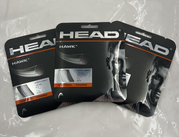 LOT OF 3 HEAD HAWK 17 GAUGE WHITE TENNIS STRING 281103-17-WH-11-AT