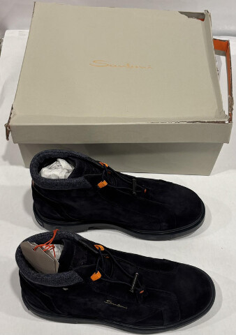 SANTONI CORVAT-D-GEXU60 MGSM18972OCNAGEXU60 MEN'S BLUE SUEDE HIKING BOOTS US 9