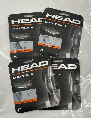 LOT OF 4 HEAD LYNX TOUCH 16 GAUGE BLACK/GREY TENNIS STRING 281042-16TB-11TW
