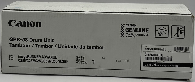 CANON GENUINE GPR-58 DRUM UNIT BLACK CARTRIDGE FOR IMAGERUNNER ADVANCE 2186C003