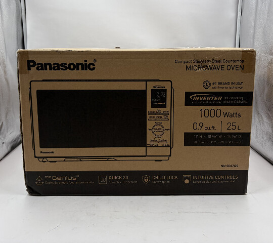 PANASONIC GENIUS MICROWAVE NN-SD47QS 0.9 CU.FT 11H X 18 9/16W X 14 3/16D S. STEEL