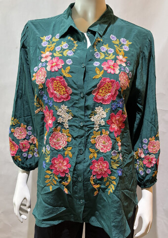 JOHNNY WAS WOMEN'S SEREN SHIRT COLOR BOTANICA C15625 SZ LARGE L