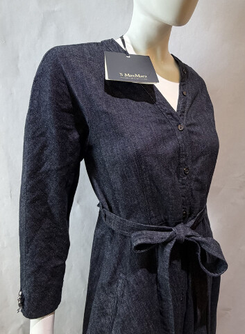 S MAX MARA WOMEN'S SMM AMBRA COTTON DETAIL DENIM DRESS WITH BELT SAMPLE SZ 8