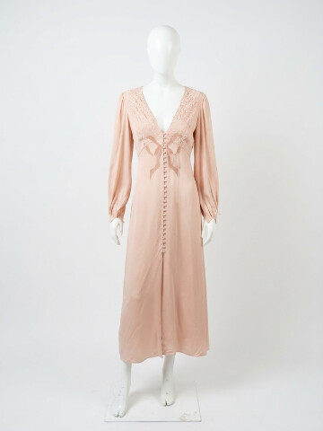 LOVE SHACK FANCY LINA SILK LACE TRIMMED DRESS IN POTPOURRI PINK D3001-3160 SZ 0
