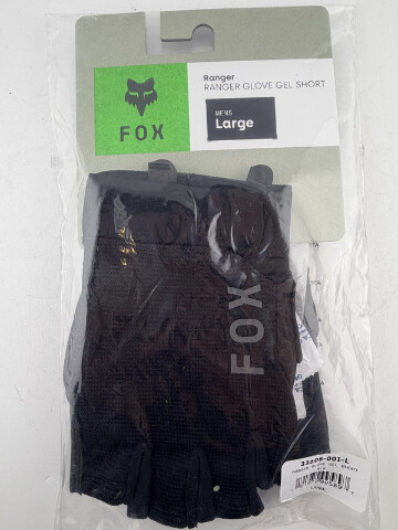FOX RACING MEN'S RANGER GLOVE GEL SHORT SZ LARGE BLACK 33608-001-L