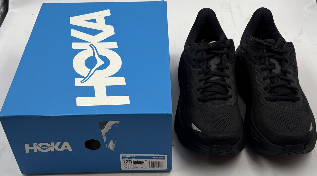 HOKA BONDI 9 1162011 BBLC MENS SIZE 12 12D BLACK/BLACK MESH CUSHIONED 46 2/3