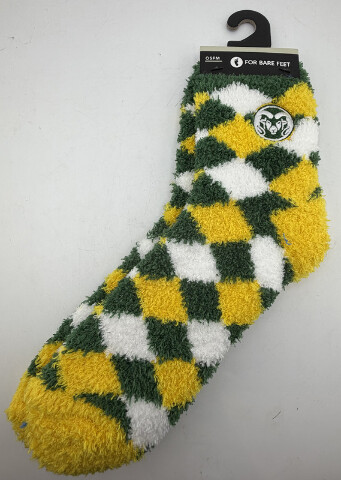 FORBAREFEET APPAREL 109 DIAMOND COLORADO STATE RAMS FUZZY SOCKS OSFM