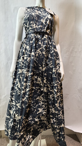 S MAX MARA WOMEN'S PRINTED COTTON DRESS WITH BELT SMM TERESA SAMPLE NAVY SIZE 8