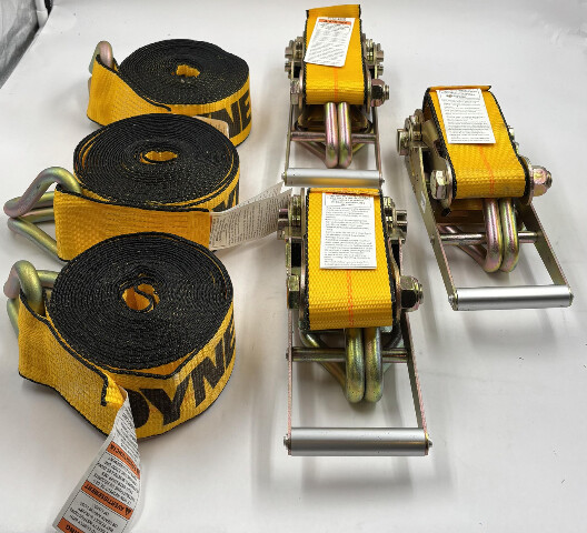 LOT OF 3 KINEDYNE 552736GRA YELLOW CARGO STRAPS WLL 5400 LBS./2450 KGS.