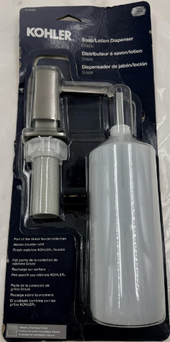 KOHLER 35760-VS GRAZE VIBRANT STAINLESS STEEL DECK MOUNTED 16OZ SOAP DISPENSER