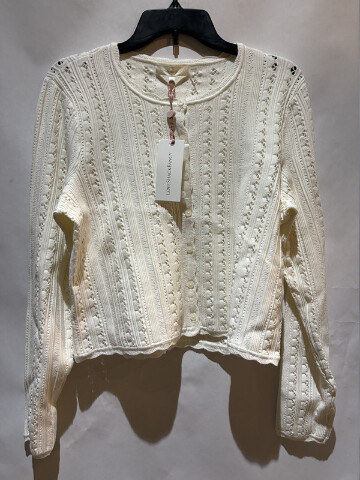 LOVE SHACK FANCY PERIDOT STRETCH POINTELLE CARDIGAN K2154-3143 SIZE L LARGE