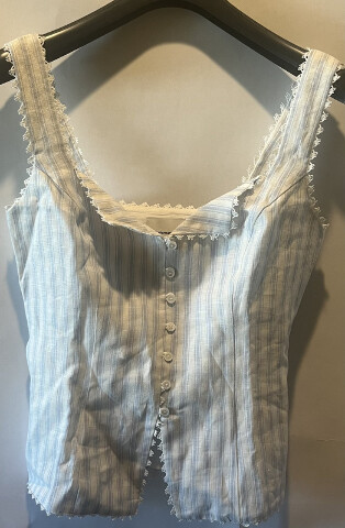 REFORMATION WOMENS VIOLA LINEN SWAN STRIPE BLOUSE SIZE 8 1317270SPW008