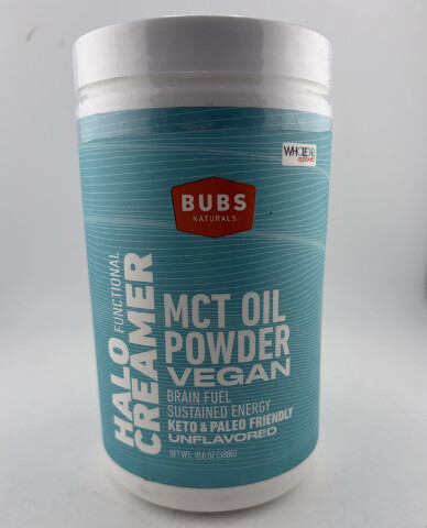 BUBS NATURALLS HALO CREAMER MCT OIL POWDER VEGAN UNFLAVORED EXP: 11/2026
