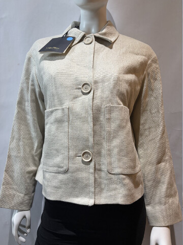 S MAX MARA WOMEN'S STRETCH LINEN COTTON JACKET IN IVORY SMM DATTERO SZ 8 SAMPLE