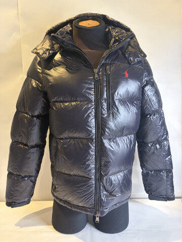 POLO RALPH LAUREN M CLASSICS LOGO EMBROIDERED QUILTED DOWN JACKET W HOOD SZ M