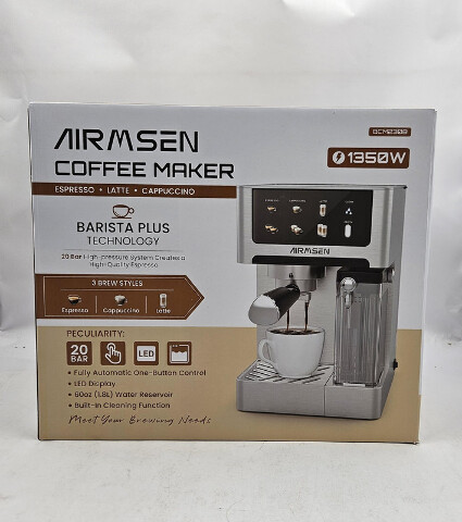 AIRMSEN BCM2308 COFFEE MAKER 20 BAR ESPRESSO MACHINE W/AUTOMATIC MILK FROTHER