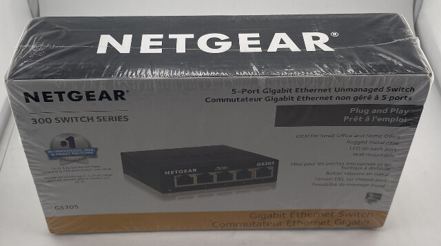 NETGEAR GS305 5-PORT GIG GIGABIT ETHERNET SWITCH 300 SWITCH SERIES