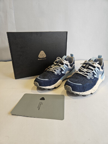 FLOWER MOUNTAIN YAMANO 3 MEN SUEDE/WOOLEN KNIT BLACK/LIGHT BLUE US 8.5 EU 42