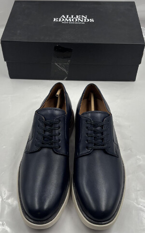 ALLEN EDMONDS CARSON VENET TBCCO SU 9.5D NAVY BLUE DRESS SHOES