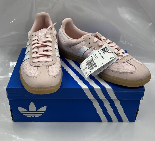 ADIDAS SAMBA OG IH3977 PINK TREFOIL PATTERN SIZE 10 WOMENS SANDY PINK