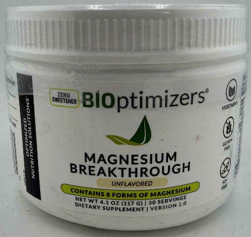 BIOPTIMIZERS MAGNESIUM BREAKTHROUGH 5.5OZ 30 SERVINGS UNFLAVORED EXP:04/27