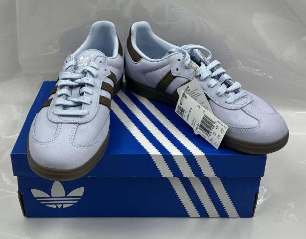 ADIDAS SAMBA OG IH9167 BLUE AND BROWN SIZE 10 WOMENS CRYSTAL SKY EARTH STRATA