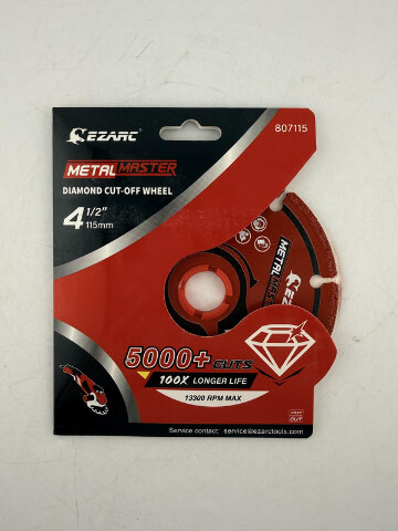 EZARC 807115 METAL MASTER DIAMOND CUT-OFF WHEEL 4 1/2" X 7/8 INCH W/ 5000+ CUTS