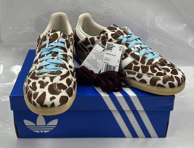ADIDAS SAMBA OG KI6669 GIRAFFE PRINT SIZE 10 WOMENS CRYSTAL LINEN IVORY GUM