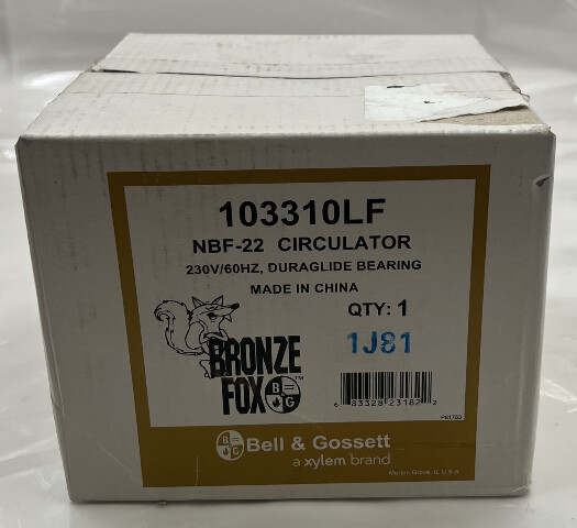 BELL & GOSSETT BRONZE FOX NBF-22 CIRCULATOR CIRC PUMP 230V/60HZ 103310LF 1/25HP