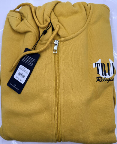 TRUE RELIGION 700627 MENS XL SPICY MUSTARD BUDDHA GRAPHIC ZIP HOODIE