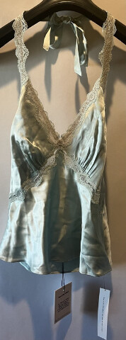 REFORMATION WOMENS MONICA SEA GLASS SILK TOP SIZE SMALL 1314146SEG00S