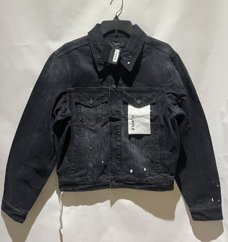 PURPLE BRAND MENS OVERDYED BLACK REPAIR DENIM JACKET P056-JBLR526 SZ SMALL S NWT