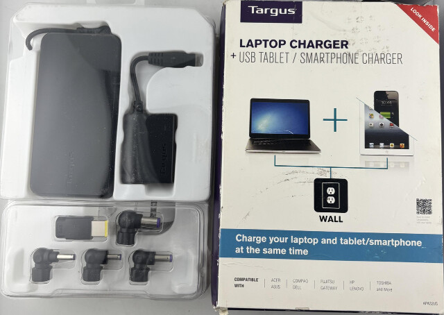 TARGUS ONE CHARGER APA32US LAPTOP CHARGER+PHONE/TABLET CHARGER