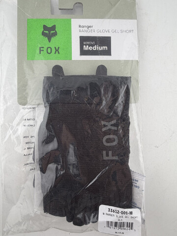 FOX RACING WOMENS RANGER GLOVE GEL SHORT SZ MEDIUM BLACK 33612-001-M