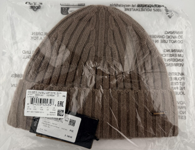 HUGO BOSS L HEROE HAT 50551001 MENS RIBBED CASHMERE LIGHT BROWN BEANIE HAT